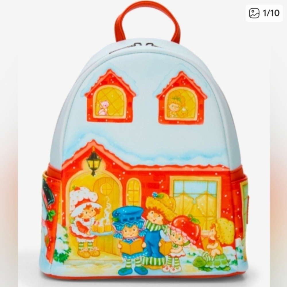 Loungefly Strawberry Shortcake & Friends Winter Scene Mini Backpack New!